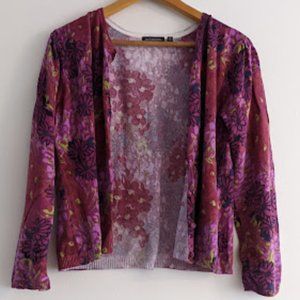 Notations Purple Abstract Floral Cardigan Size XL